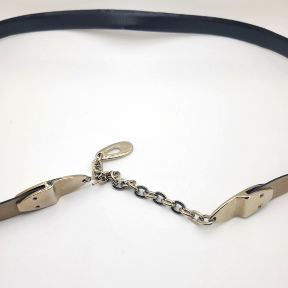 Large ANN TAYLOR Black Leathet Women's Chain Buckle Belt - Picture 6 of 9